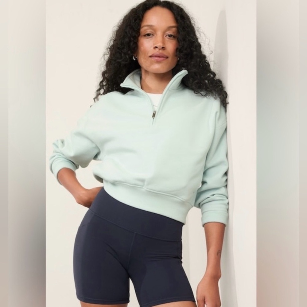 Athleta Forever Fleece 1/2 Zip High Hip Sweatshirt